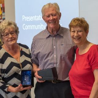 Award winners Rhona and Dave Berry with Cllr Barbara Atkins